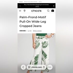 Chico's Green and White Palm Frond Cropped Jeans
